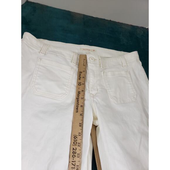 Levis Jeans Size 33 Womens White Denim Ladies Pants Boho 70s Low Rise Flared - Picture 8 of 14
